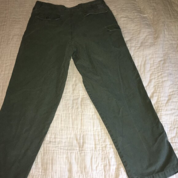 Vintage Izod Rock Washed Green Canvas Pants Size 36x32 RN 36543 side pocket. - Picture 6 of 11